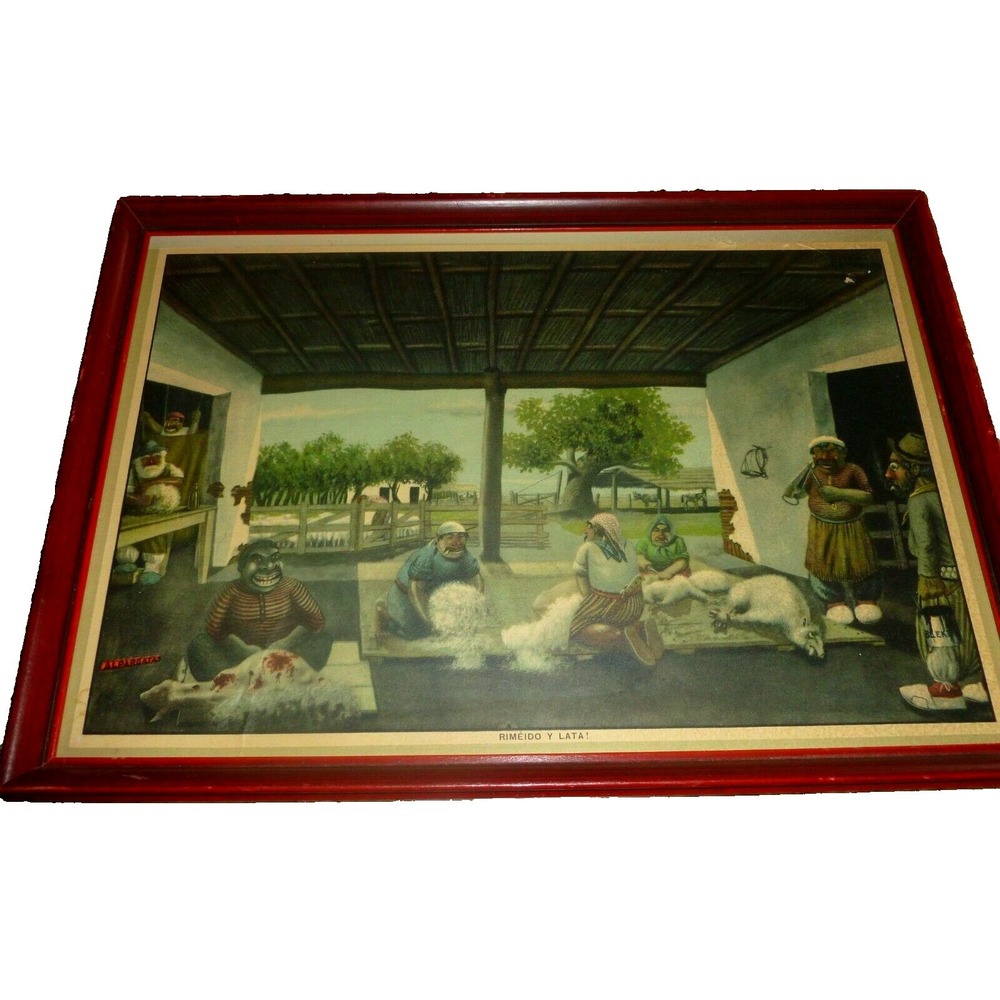 Florencio Molina Campos Print Fair Rimeido Y Lata! 1944 Gaucho‎ Folk Art 12x9"